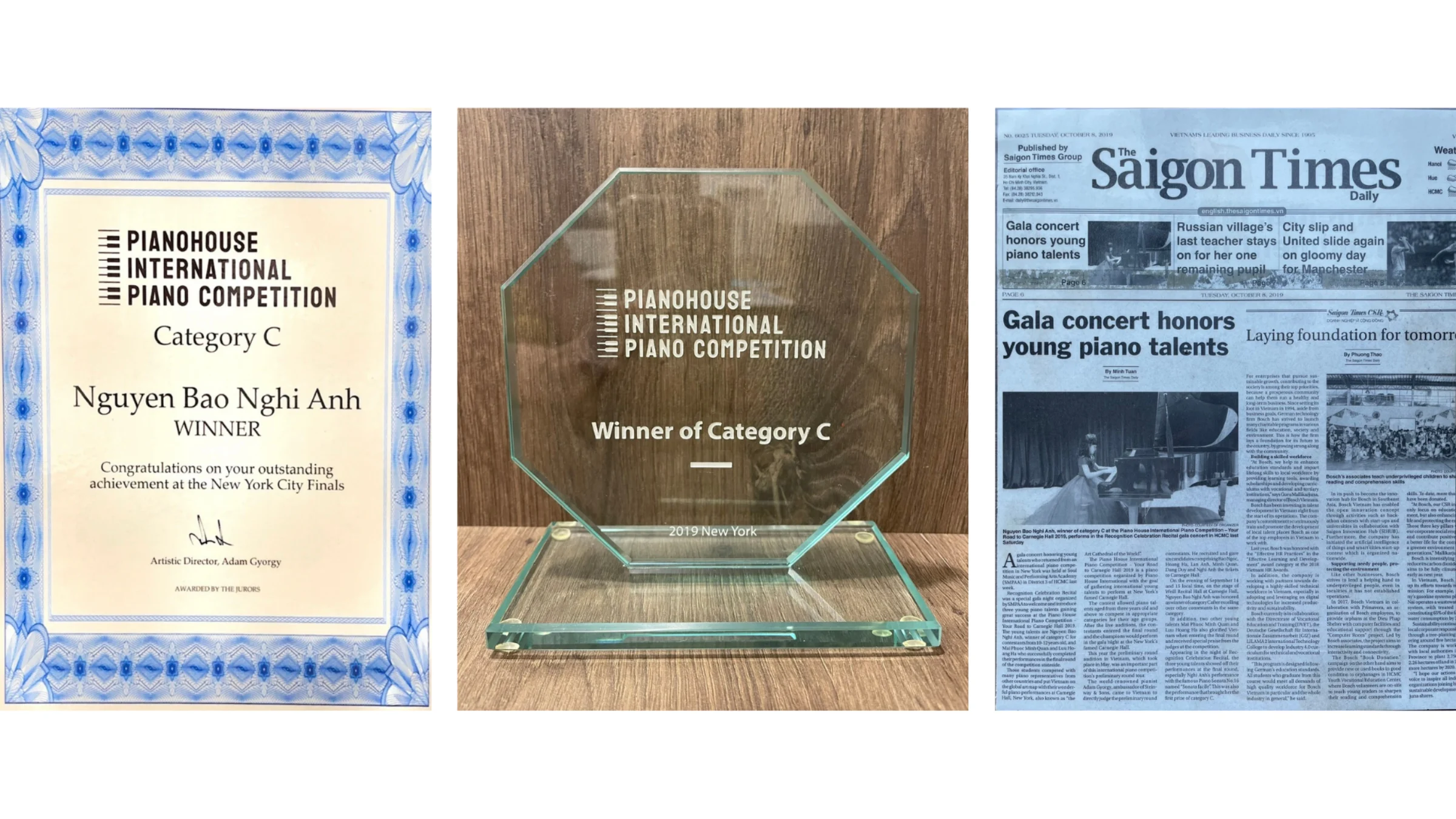 Winner of Category C in the 1st ever PianoHouse International Piano Competition in 2019 in New York “Your Road to Carnegie Hall”