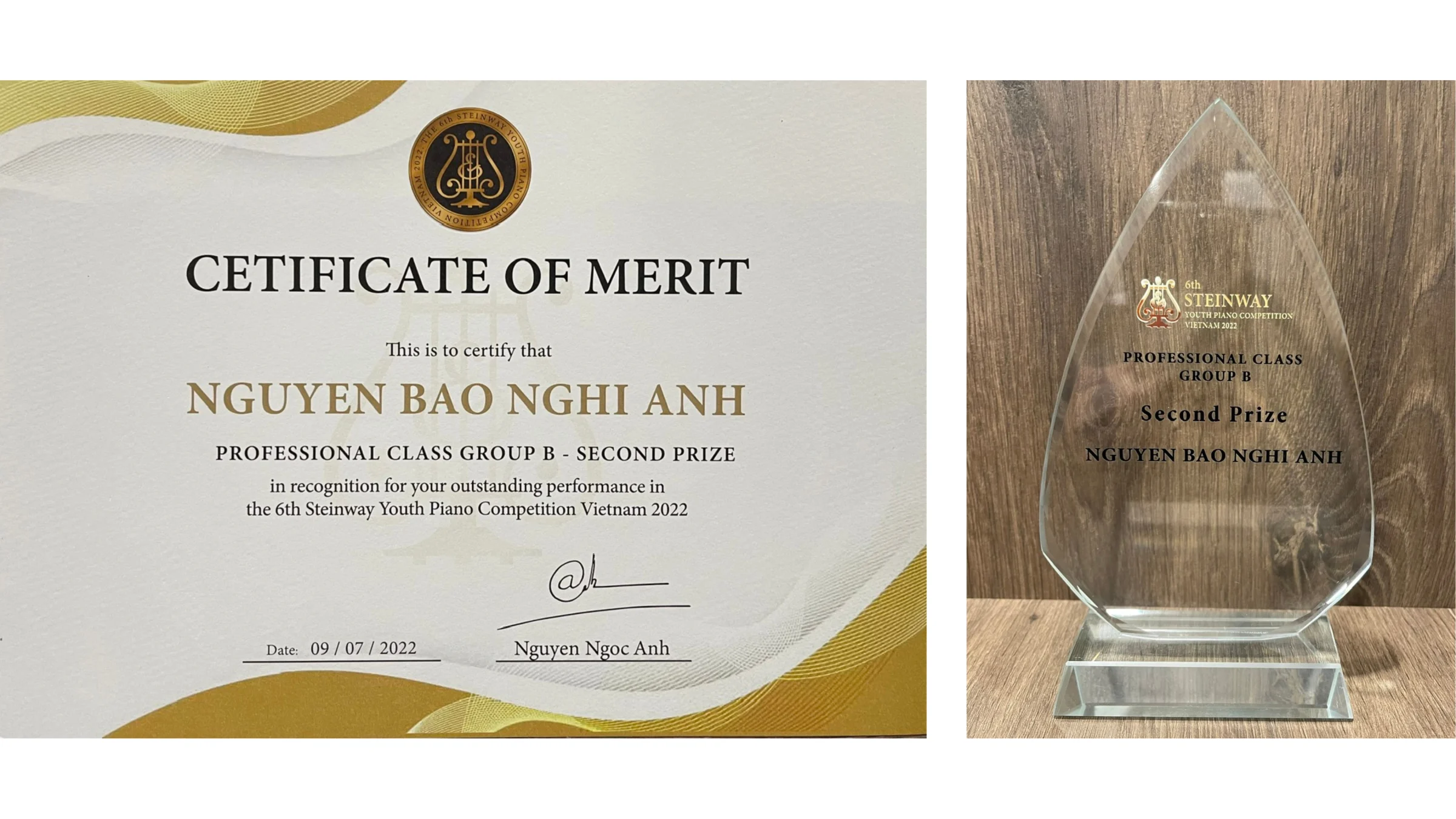 Second Prize Professional Class Group B, 6th Steinway Youth Piano Competition Vietnam 2022